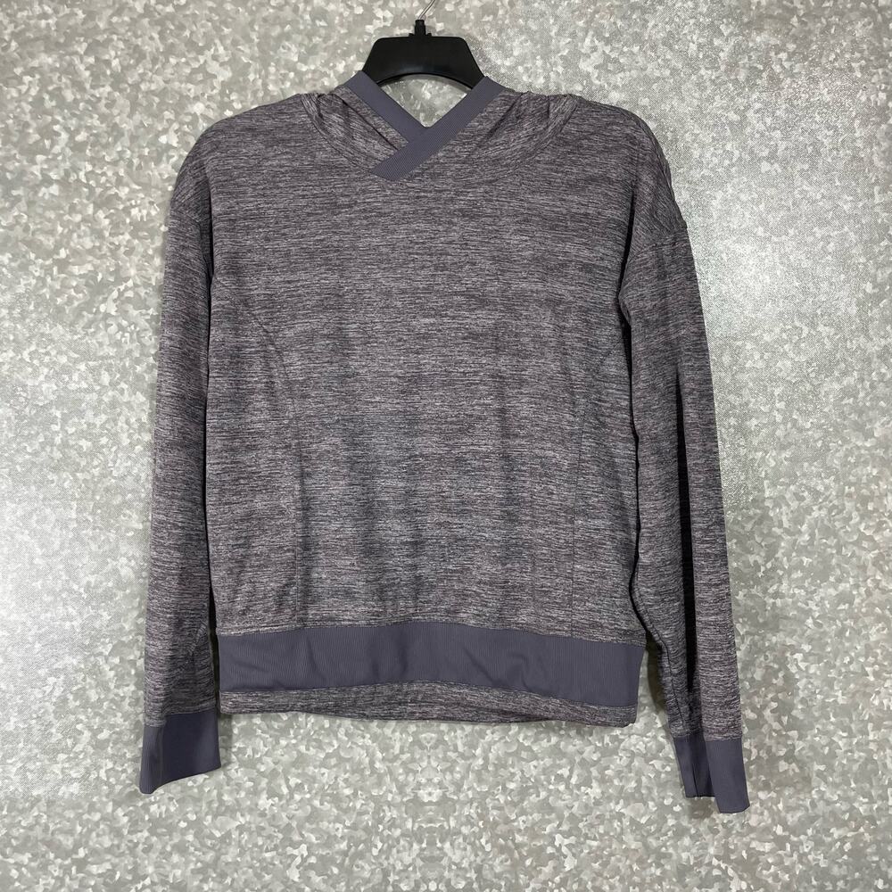Mondetta Gray Marled Hooded Seamed Activewear Top - Size Small - Long Sleeves